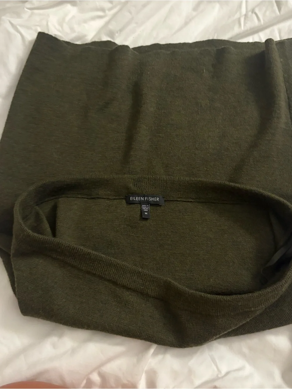Eileen Fisher Olive Green Knit Sweater Skirt Medium